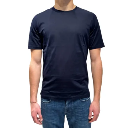 T-shirt Girocollo Ferrante in Cotone Filo di Scozia Blu art 55R33104 Col 008