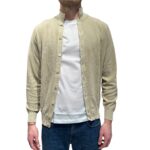Cardigan Blouson Filippo De Laurentiis in Crepe Cotton Ecru Beige art. BB1ML CR12S 040
