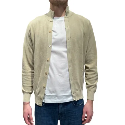 Cardigan Blouson Filippo De Laurentiis in Crepe Cotton Ecru Beige art. BB1ML CR12S 040