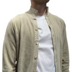 Cardigan Blouson Filippo De Laurentiis in Crepe Cotton Ecru Beige art. BB1ML CR12S 040 - immagine 2