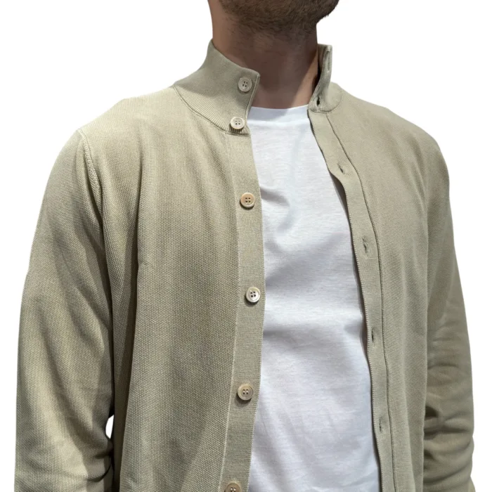 Cardigan Blouson Filippo De Laurentiis in Crepe Cotton Ecru Beige art. BB1ML CR12S 040, foto 2 di 4