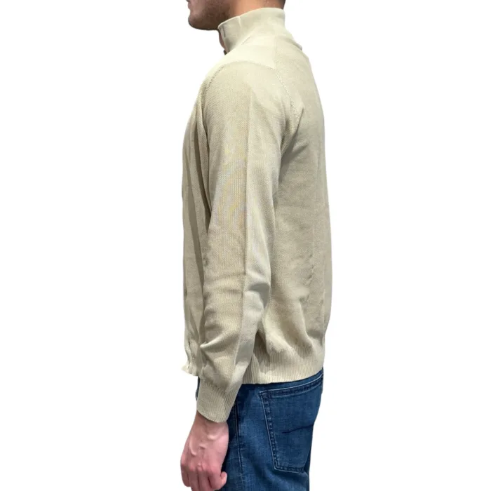 Cardigan Blouson Filippo De Laurentiis in Crepe Cotton Ecru Beige art. BB1ML CR12S 040, foto 3 di 4