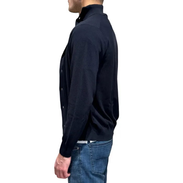 Cardigan Blouson Filippo De Laurentiis in Crepe Cotton Blu Navy art. BB1ML CR12S 890, foto 2 di 3