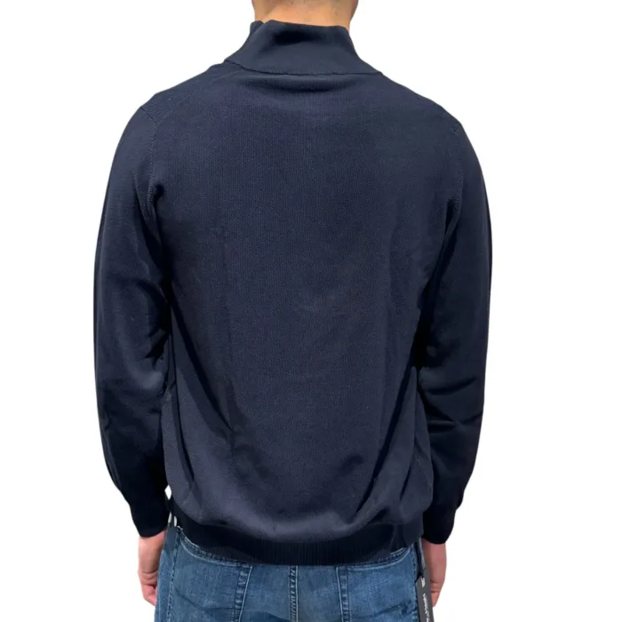 Cardigan Blouson Filippo De Laurentiis in Crepe Cotton Blu Navy art. BB1ML CR12S 890, foto 3 di 3