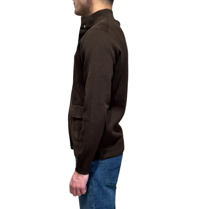 Cardigan Blouson Filippo De Laurentiis in Cotone Punto Milano Testa di Moro art. BB1MLTP CR12M 190, foto 2 di 3