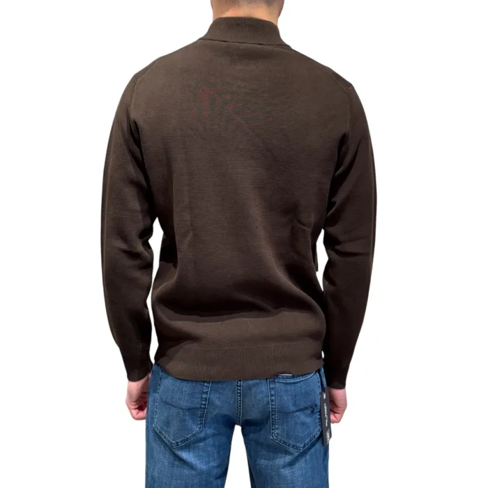 Cardigan Blouson Filippo De Laurentiis in Cotone Punto Milano Testa di Moro art. BB1MLTP CR12M 190, foto 3 di 3