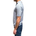 Polo Manica Corta 3 Bottoni In Misto Seta Lino Filippo De Laurentiis Celeste art. PL1MC LS16R 800 - immagine 2