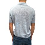 Polo Manica Corta 3 Bottoni In Misto Seta Lino Filippo De Laurentiis Celeste art. PL1MC LS16R 800 - immagine 3
