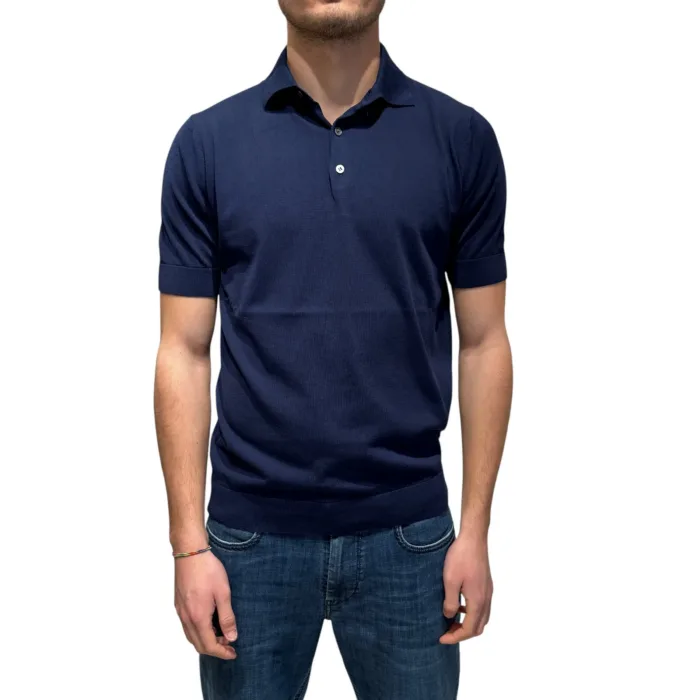 Polo in Cotone Filippo De Laurentiis Blu Indaco art. PL1MC CR14R 880, foto 1 di 3