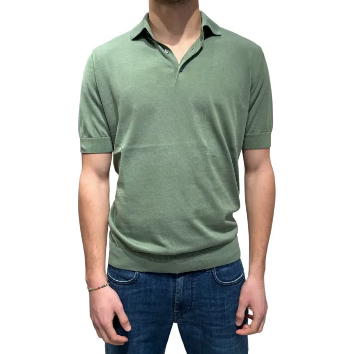 Polo in Cotone Filippo De Laurentiis Verde Salvia art. PL1MC CR14R 520, foto 1 di 3
