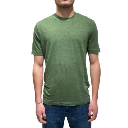 T-shirt in Lino Filippo De Laurentiis Verde Oliva art TSMC JERLIN U560