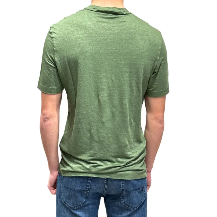 T-shirt in Lino Filippo De Laurentiis Verde Oliva art TSMC JERLIN U560, foto 3 di 3
