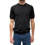 T-shirt Girocollo Ferrante in Cotone Tramato Ferrante Nero art 55U28104 Col 002