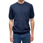 T-shirt Girocollo Ferrante in Cotone Tramato Ferrante Blu art 55U28104 Col 008