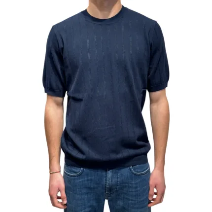 T-shirt Girocollo Ferrante in Cotone Tramato Ferrante Blu art 55U28104 Col 008