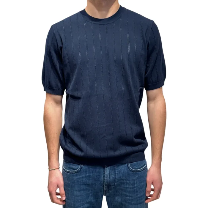 T-shirt Girocollo Ferrante in Cotone Tramato Ferrante Blu art 55U28104 Col 008, foto 1 di 3