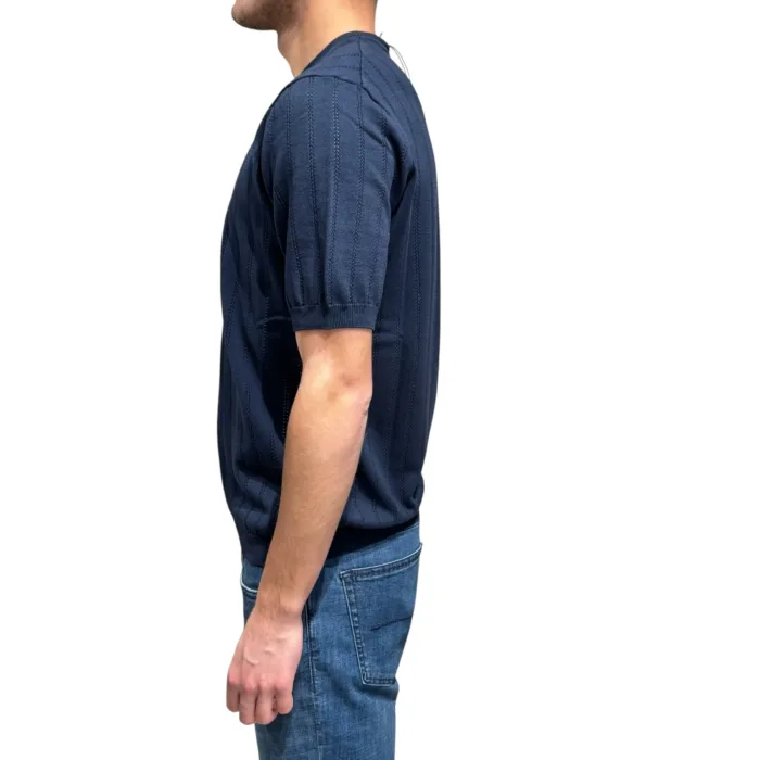 T-shirt Girocollo Ferrante in Cotone Tramato Ferrante Blu art 55U28104 Col 008, foto 2 di 3