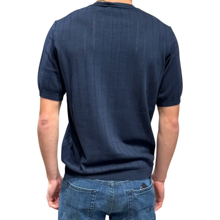 T-shirt Girocollo Ferrante in Cotone Tramato Ferrante Blu art 55U28104 Col 008, foto 3 di 3