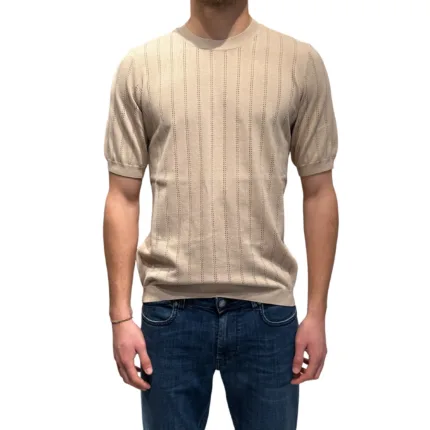 T-shirt Girocollo Ferrante in Cotone Tramato Ferrante Beige art 55U28104 Col 110
