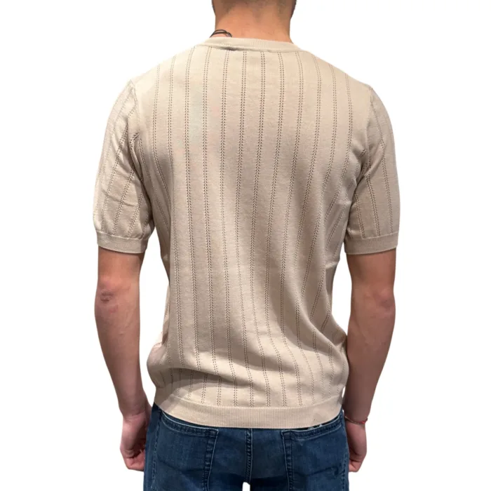 T-shirt Girocollo Ferrante in Cotone Tramato Ferrante Beige art 55U28104 Col 110, foto 2 di 2