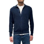 Cardigan con Bottoni Ferrante in Cotone Tramato Blu art. 55U25603 Col 008