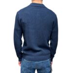 Cardigan con Bottoni Ferrante in Cotone Tramato Blu art. 55U25603 Col 008 - immagine 3