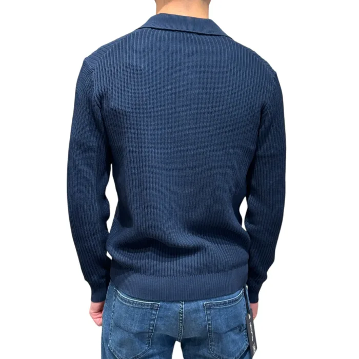 Cardigan con Bottoni Ferrante in Cotone Tramato Blu art. 55U25603 Col 008, foto 3 di 3