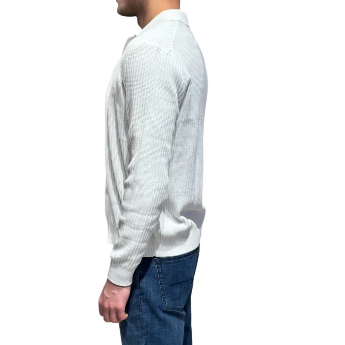Cardigan con Bottoni Ferrante in Cotone Tramato Bianco art. 55U25603 Col 001, foto 3 di 4