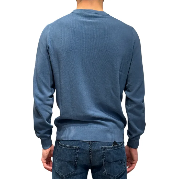 Maglione Girocollo in Cotone Chicco di Riso Filippo De Laurentiis Azzurro Avio art GC1ML CR12S 870, foto 3 di 3