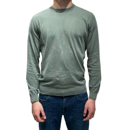 Maglione Girocollo Filippo De Laurentiis in Cotone Verde Salvia art. GC1ML SU18R 520
