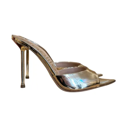Sabot Mules Ninalilou in Pelle Specchio Platino Tacco 10 cm art. 361008PX