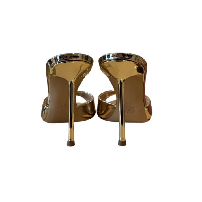 Sabot Mules Ninalilou in Pelle Specchio Platino Tacco 10 cm art. 361008PX, foto 5 di 5