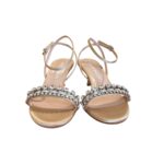 Sandalo Lella Baldi in Raso Champagne E Applicazione Gioiello Tacco 6 cm art. L143T - immagine 2