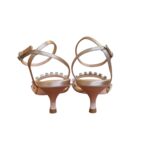 Sandalo Lella Baldi in Raso Champagne E Applicazione Gioiello Tacco 6 cm art. L143T - immagine 4