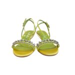 Sandalo Lella Baldi in Raso Verde Lime E Applicazione Gioiello Tacco 6 cm art. L143 - immagine 2