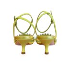 Sandalo Lella Baldi in Raso Verde Lime E Applicazione Gioiello Tacco 6 cm art. L143 - immagine 4