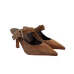 Sabot Mules Bruno Premi in Camoscio Cuoio, Tacco 9 cm art. BN0402X - immagine 2