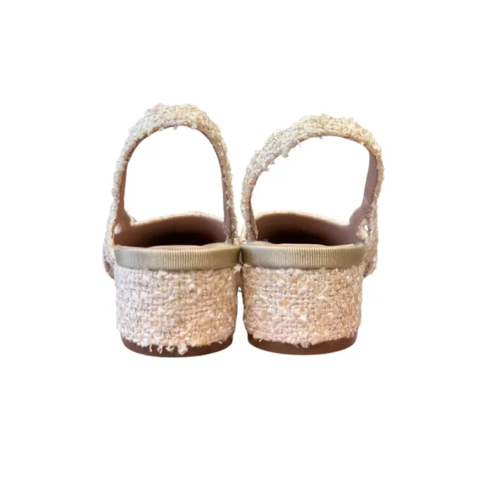 Slingback Roberto Festa in Tweed Avorio, Tacco 4 cm art. Acanto, foto 5 di 5