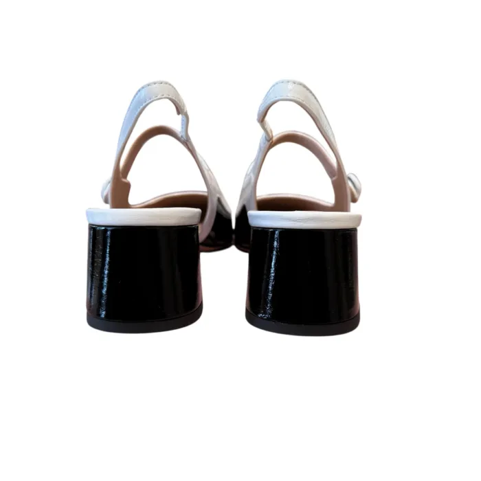 Slingback Roberto Festa Pelle Lucida Nera e Bianca, Tacco 5 cm art. Livias, foto 5 di 5