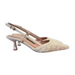 Slingback Roberto Festa in Tessuto Tweed Avorio, Tacco 6 cm art. Palmi