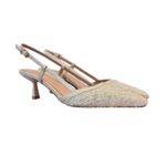 Slingback Roberto Festa in Tessuto Tweed Avorio, Tacco 6 cm art. Palmi - immagine 2
