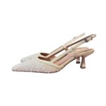 Slingback Roberto Festa in Tessuto Tweed Avorio, Tacco 6 cm art. Palmi - immagine 4