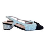 Slingback Roberto Festa in Tweed Multicolor e Tessuto Nero, Tacco 4 cm art. Acanto