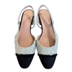 Slingback Roberto Festa in Tweed Multicolor e Tessuto Nero, Tacco 4 cm art. Acanto - immagine 3