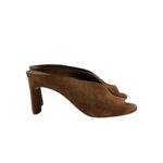 Sandalo Del Carlo Sabot Mules Open Toe in Camoscio Tabacco art. 11725 Metis Softy Noce