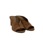 Sandalo Del Carlo Sabot Mules Open Toe in Camoscio Tabacco art. 11725 Metis Softy Noce - immagine 2
