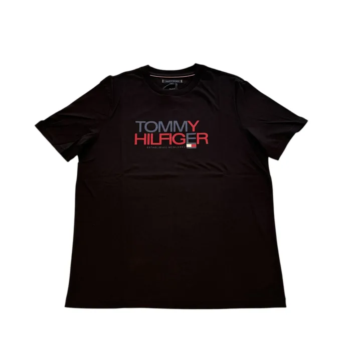 T-shirt Regular Fit in Cotone Uomo Tommy Hilfiger Nera con Scritta Logo art. MW0MW42369 BDS, foto 1 di 1