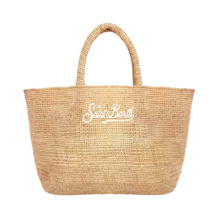 Borsa Media A Mano Mc2 Saint Barth in Rafia Beige Scritta Bianca art. Raffia Beach Mid 11 Essential EMB