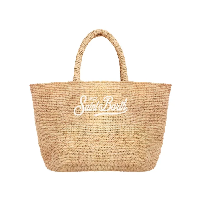 Borsa A Mano Piccola Con Tracolla Mc2 Saint Barth in Rafia Beige  art. Raffia Beach Mini 11 Essential EMB, foto 1 di 1
