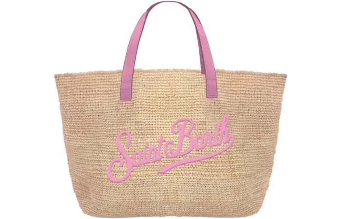 Borsa A Mano Piccola Con Tracolla Mc2 Saint Barth in Rafia Beige Dettagli Rosa art. Raffia City Mini 1121 EMB, foto 1 di 1